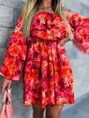 Kobieca hiszpanka ELDORADO | róże | czerwień | szerokie rękawy | rozmiar uniwersalny