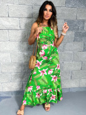 Letnia sukienka maxi MARGARET | zieleń | falbana | rozmiar uniwersalny