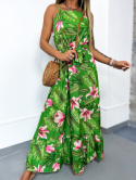 Letnia sukienka maxi MARGARET | zieleń | falbana | rozmiar uniwersalny