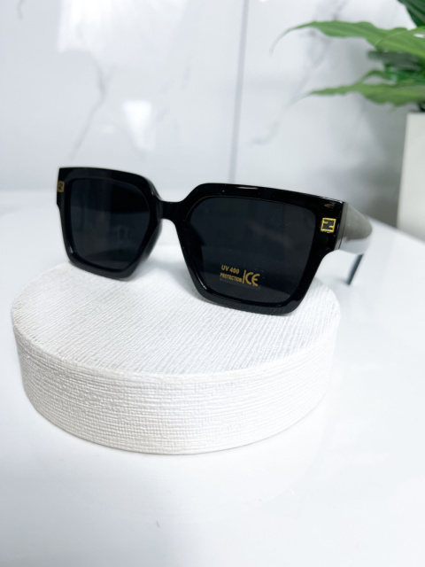 Okulary przeciwsłoneczne kwadratowe | SELENA | CZERŃ I UV 400