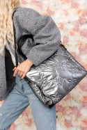 Ortalionowa shopperka SANDID | torebka do ręki | torebka na ramię | srebro
