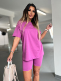 Bawełniany komplet ROSS | fiolet | t-shirt+krótkie spodenki | rozmiar uniwersalny