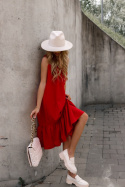 Sukienka w stylu oversize CATALINA I falbana I czerwień I one size