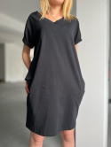 Bawełniana sukienka BELEK | czerń | kieszenie | rozmiar uniwersalny