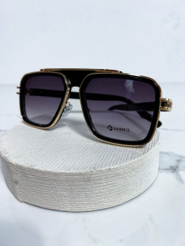 Okulary przeciwsłoneczne DRAKE | prostokątna czarna oprawa | cieniowany fiolet | 400 UV