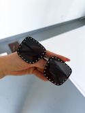 Okulary przeciwsłoneczne HARPER | cyrkonie | kwadratowe szkła | bez oprawy | czerń | 400 UV