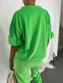 Welurowy dres LAVENDER | zielone jabłuszko| krótki rękaw I one size