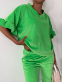 Welurowy dres LAVENDER | zielone jabłuszko| krótki rękaw I one size