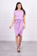 Bawełniana sukienka HARMONY fioletowy z kopertową spódnicą