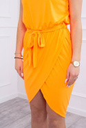 Bawełniana sukienka HARMONY pomarańczowy neon z kopertową spódnicą