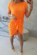 Bawełniana sukienka HARMONY pomarańczowy neon z kopertową spódnicą