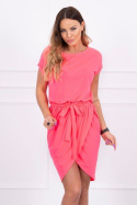 Bawełniana sukienka HARMONY różowy neon z kopertową spódnicą