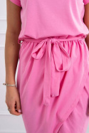 Bawełniana sukienka HARMONY różowy z kopertową spódnicą