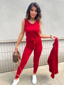 Komplet dzianinowy STANLEY | czerwień | spodnie, kardigan, top