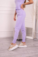 Komplet dzianinowy STANLEY | fioletowy | spodnie, kardigan, top