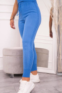 Komplet dzianinowy STANLEY | jeansowy niebieski | spodnie, kardigan, top