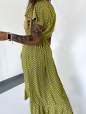 Asymetryczna sukienka w grochy DOTTIE I jasna zieleń I bawełna I M/L XL/XXL