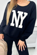 Bawełniany komplet dresowy NEW YORK | czerń | one size