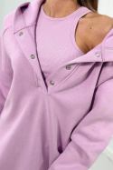 Bawełniany komplet 3-częściowy AZURRO | lila | bluza \ top\ legginsy | one size