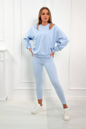 Bawełniany komplet 3-częściowy OLIMPIQUE | błękit | bluza \ top\ legginsy | one size