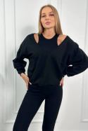 Bawełniany komplet 3-częściowy OLIMPIQUE | czerń | bluza \ top\ legginsy | one size