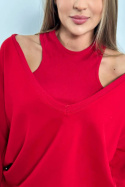 Bawełniany komplet 3-częściowy OLIMPIQUE | czerwień | bluza \ top\ legginsy | one size