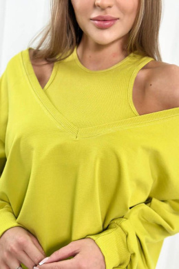 Bawełniany komplet 3-częściowy OLIMPIQUE | kiwi | bluza \ top\ legginsy | one size