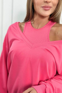 Bawełniany komplet 3-częściowy OLIMPIQUE | malinowy | bluza \ top\ legginsy | one size