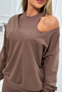 Bawełniany komplet 3-częściowy OLIMPIQUE | mocca | bluza \ top\ legginsy | one size