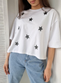 Krótki T-shirt w gwiazdki ETOILE | bawełna