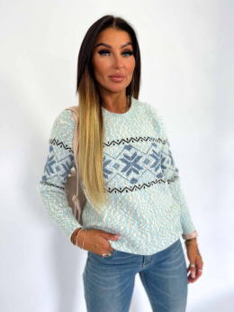 Sweter alpakowy BERGEN z wełną błękit | sweterek w typie norweskim