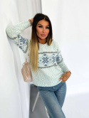 Sweter alpakowy BERGEN z wełną błękit | sweterek w typie norweskim