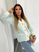 Sweter alpakowy DARLING z wełną błękit | kardiganowy sweter z guzikami