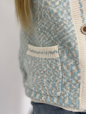 Sweter alpakowy DARLING z wełną błękit | kardiganowy sweter z guzikami