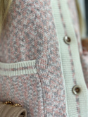 Sweter alpakowy DARLING z wełną pudrowy róż | kardiganowy sweter z guzikami