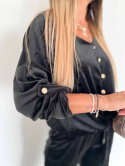 Welurowy dres LOCO | czerń | one size | wiązana bluzka