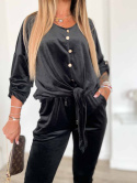 Welurowy dres LOCO | czerń | one size | wiązana bluzka