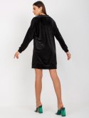 Welurowa sukienka casualowa OLIVIA czerń z kieszeniami