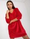 Welurowa sukienka casualowa OLIVIA czerwień z kieszeniami