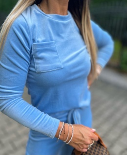 Welurowy komplet dresowy NATANIEL I baby blue I kieszonka I one size