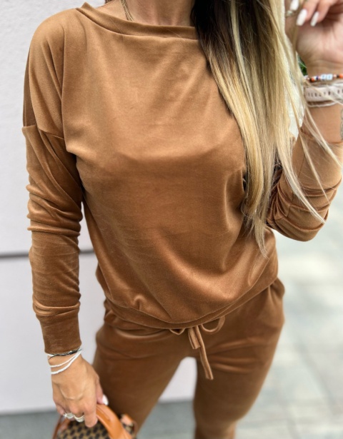 Welurowy komplet dresowy VITO I czekolada I one size