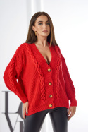 Sweter z guzikami PABLO one size czerwień