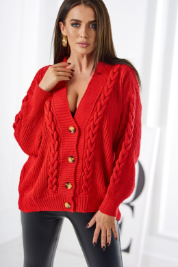 Sweter z guzikami PABLO one size czerwień