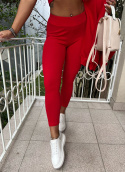 Bawełniany komplet 3-częściowy AZURRO | czerwony | bluza \ top\ legginsy | one size