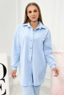 Bawełniany komplet ORSI błękit one sie spodnie + top + rozpinana koszula