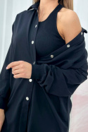 Bawełniany komplet ORSI czerń one sie spodnie + top + rozpinana koszula