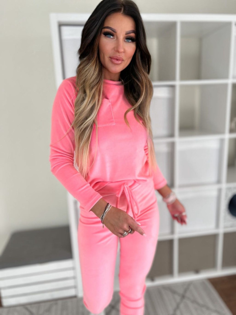 Welurowy komplet dresowy NATANIEL grapefruit | kieszonka I one size