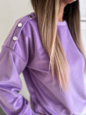 Welurowy komplet dresowy LA MER | lila | napy | bluza i spodnie | one size