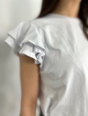 Bawełniana bluzka z falbankami ANTALYA | biel | rozmiar unwersalny