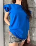 Bawełniana bluzka z falbankami ANTALYA | chaber | rozmiar unwersalny